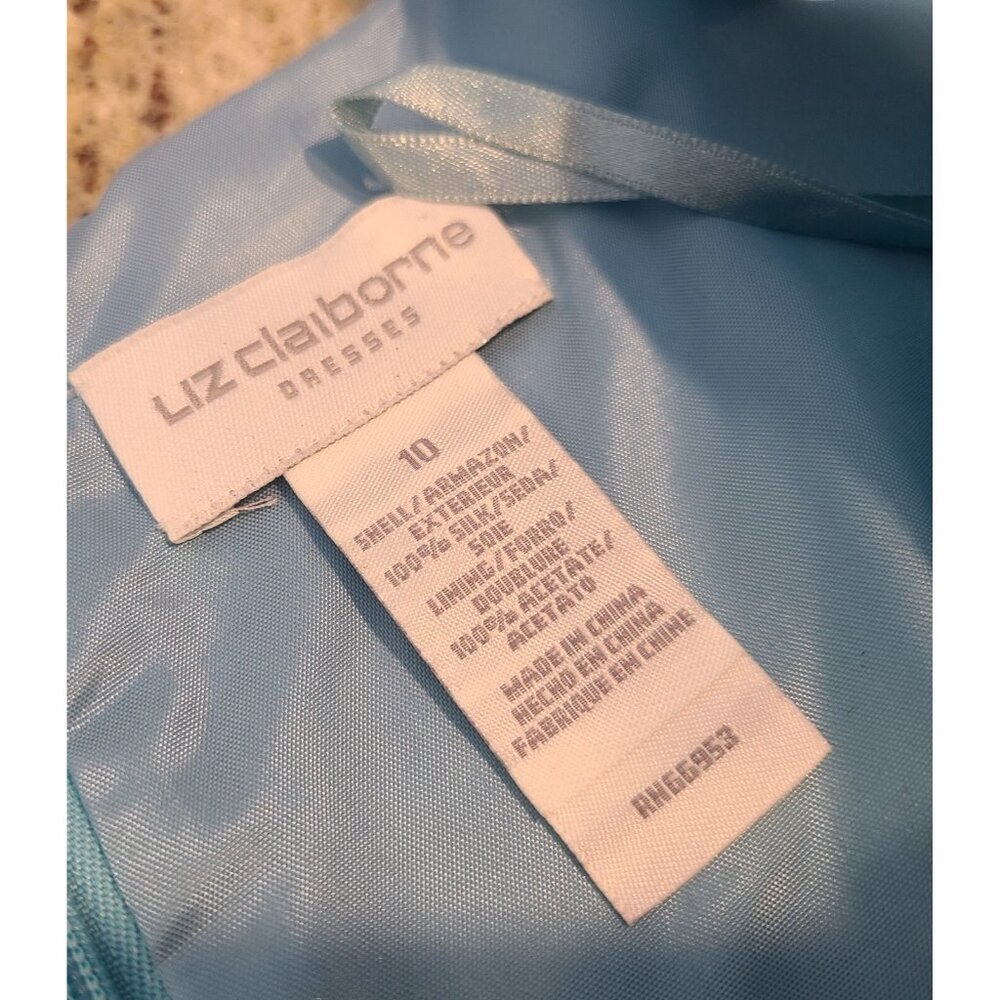 Liz Claiborne 100% Silk Dress Suit Blazer Lined Blue Size 10 2 Piece Office - Picture 10 of 16